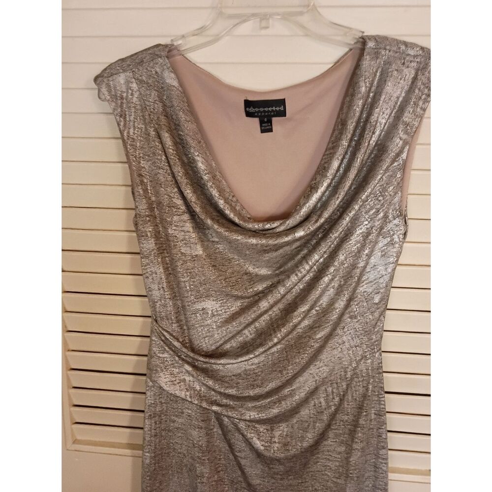 connected apparel Silver Metallic Cowl Neck Maxi Dress - Picture 4 of 6